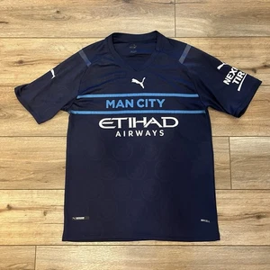 Manchester City 2021 2022 Third Blue Jersey Soccer Futbol Puma Drycell Men's L - Picture 1 of 10