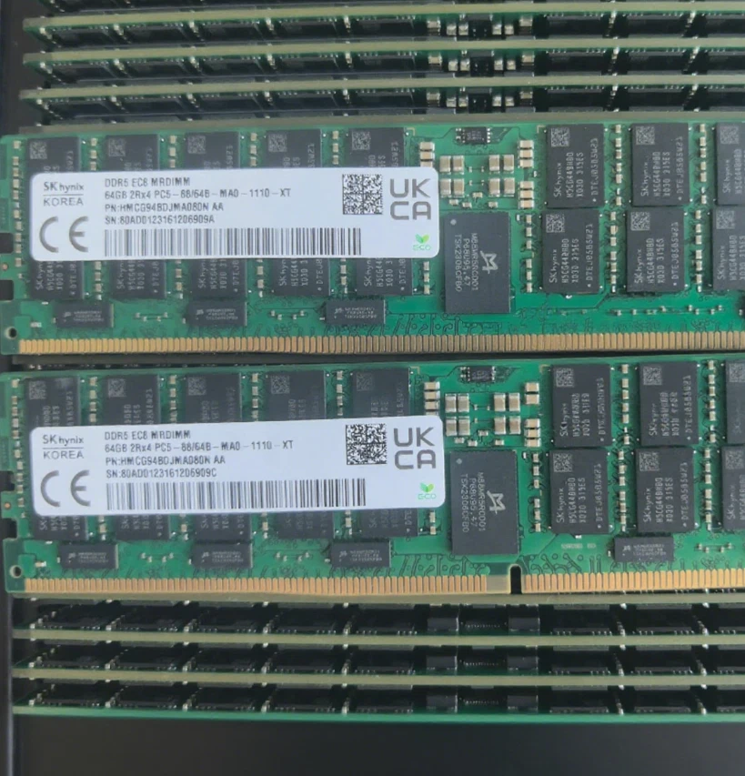 SK hynix 64G 6400MHz DDR5 ECC RAM RDIMM 2Rx4 PC5-88/64B-MA0-1110 HMCG94BDJMA080N - Image 1 of 1