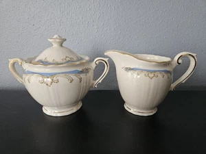  Vintage Syracuse China Federal Shape CARVEL Blue Sugar Bowl w/ Lid + Creamer ~  - Picture 1 of 7