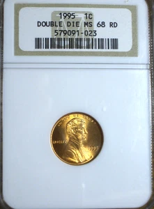 1995 MS68 RD DDO LINCOLN CENT - NGC - DOUBLE DIE OBVERSE - Picture 1 of 2