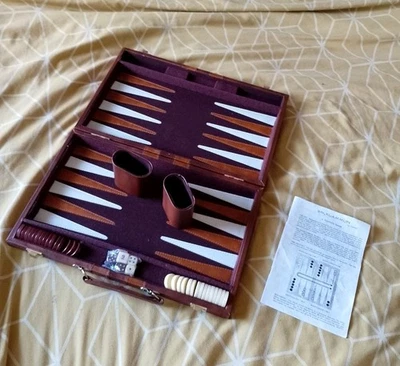 Vintage Folding Leather Backgammon Game - Image 1 of 4
