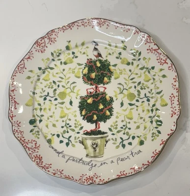 Anthropologie Inles Farris 12 Días de Navidad Plato Perdiz Peral NUEVO Foto 1 de 2