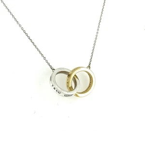 Tiffany & Co 1837 18K Gelbgold Sterlingsilber ineinandergreifende Kreise Halskette - Bild 1 von 12