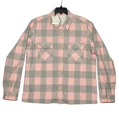 Sandro H21 Lumber Buffalo Check Plaid Button Down Shirt Men's XXL Pink Gray New - Image 1 of 4