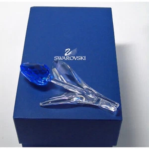 Swarovski Crystal Blue Tulip Flower 3.75" Swan Logo Faceted Bud Stem New Box - Picture 1 of 7