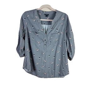 TORRID Damen Übergröße 0X grau Straußen Ballerina Print 3/4 Ärmel Popover Oberteil - Bild 1 von 4