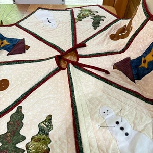 NEW Applique Quilted Christmas Tree Skirt Octagon Shape. Beautiful & Well Made - Picture 1 of 8