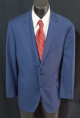 Hickey Freeman Current Gold Label Suit 46R Blue Windowpane Dual Vents - Image 1 of 4