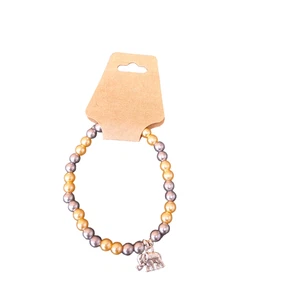 Silver And Gold Bead Elephant Charm Bracelet. UK Stock Handmade - Picture 1 of 2