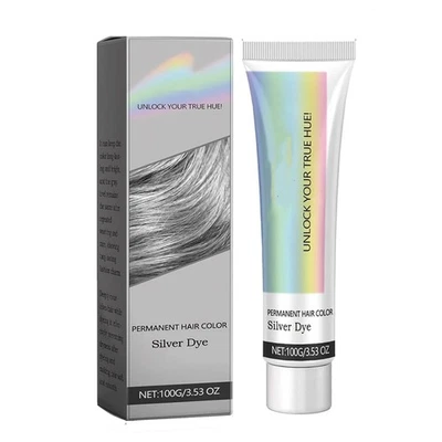 2 в 1 натуральная эссенция экстракт серебро краска для волос, серебристый серый натуральный краска для волос крем - Изображение 1 из 4