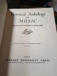 Historical Anthology Of Music Davison Apel HC 1954 Oriental Medieval Renaissa B7 - Picture 1 of 7