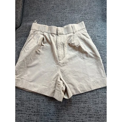 Zara Linen Blend Pleated High Waisted Shorts Beige Women Size 28 - Image 1 of 4