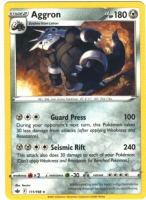 Aggron RARE Pokemon TCG Card 111/198 - Image 1 of 2