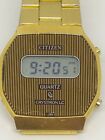 Vintage Mens Citizen Golden Lcd Digital Quartz Watch 40 6023 Functioning