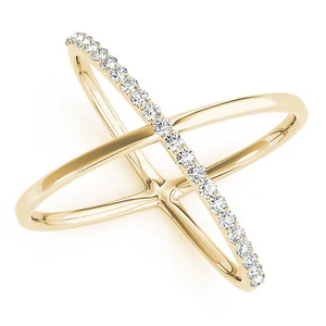 0,17 Karat Gesamtgewicht Abstrakter Kreuz Diamant Ring in Gelbgold - Bild 1 von 4
