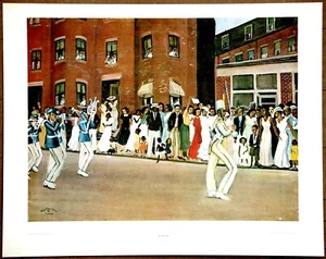 Litografía Allan Crite original 1a edición limitada del desfile de Nueva Orleans en Hammond Street 1935 - Imagen 1 de 1