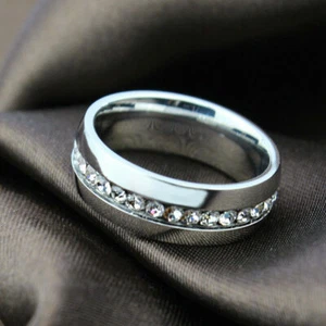 Silver Plated Ring Women's Mens Jewelry Titanium Rings Wedding Lab-Created - Picture 1 of 10