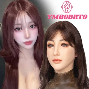 Silicone Female Realistic Head Mask Crossdresser Face Mask For women For Cosplay - Picture 1 of 28