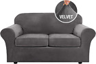 Real Velvet Plush 3 Piece Stretch Sofa Covers Couch Covers for 2 Cushion Couch L
