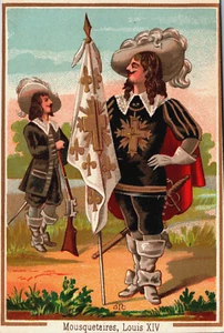 Tarjeta comercial victoriana Mousquetaires Louis XIV tarjeta L1 - Imagen 1 de 2