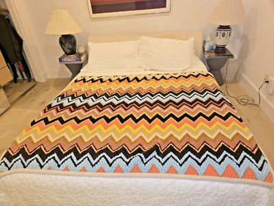 Missoni for Target Multi Color Chevron Chenille Throw Blanket Blu/Brn/Pink/Yello - Image 1 of 3