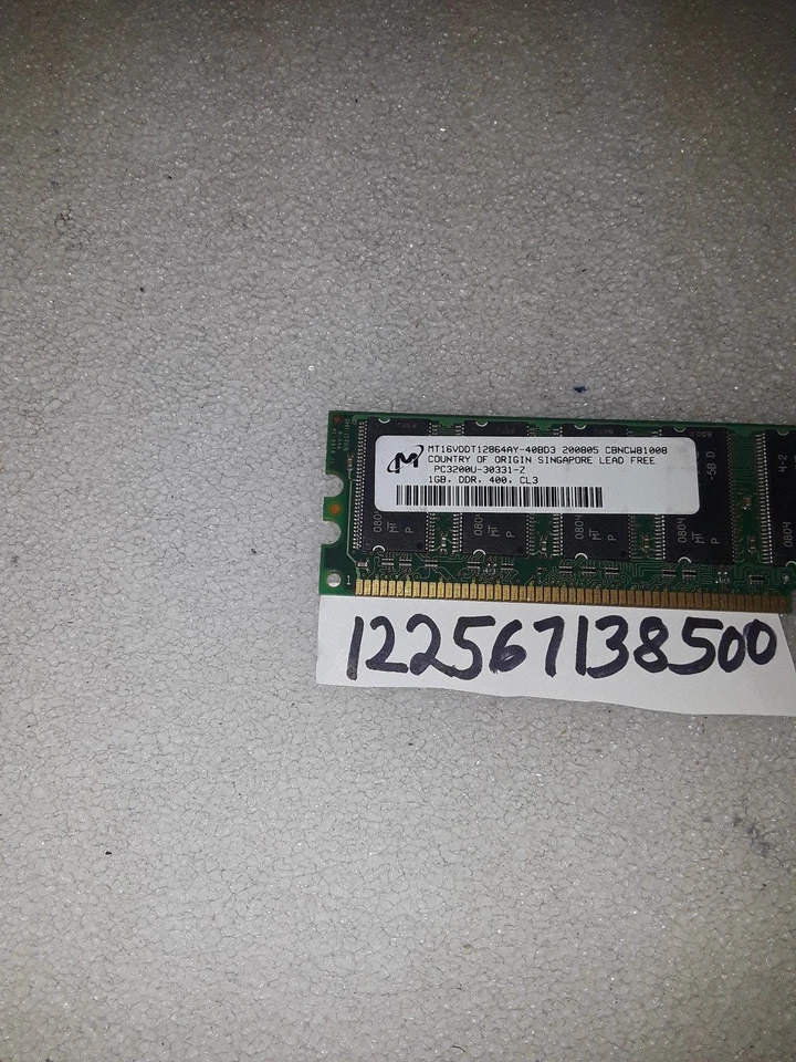 1gb ddr1 ddr pc3200 400 400hhz 184pin dimm non-ecc intel ram pc desktop memory  - Image 1 of 1