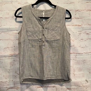 Kuhl Shirt Womens XS Riviera Tank Gray Sleeveless Henley Chest Pockets Blouse - Picture 1 of 9