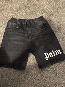 Palm Angels Logo Kids Denim Jean Shorts - Cotton - Black - 10 kids - Picture 1 of 5