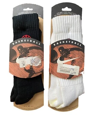 Lote De 2 Calcetines De Baloncesto Nike 1997 De Colección Para Hombre Zapato Talla 6.5-12 Calcetín Talla 10-13 DS Foto 1 de 4