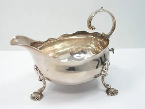 RARE ANTIQUE 18th CENTURY GEORGIAN SOLID STERLING SILVER SAUCEBOAT, CREAMER - Picture 1 of 17