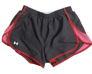 Under Armour Girls Shorts Sz Small HeatGearGray, Red, Pink Waist 26” Inseam 2.5” - Picture 1 of 7