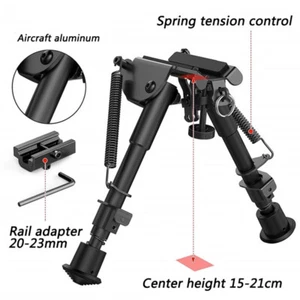 Adjustable 6-9" Sniper Hunting Rifle Bipod Sling Shoot Mount Stand Bracket - Imagen 1 de 10