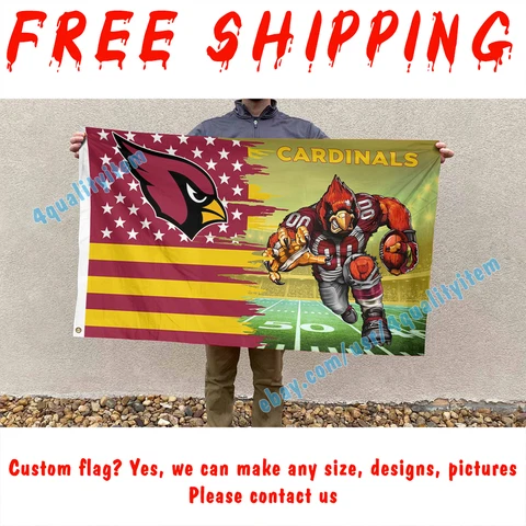 Deluxe Arizona Cardinals Stars Stripes Mascot Flag Banner 3X5 FT Football 2023 Cover