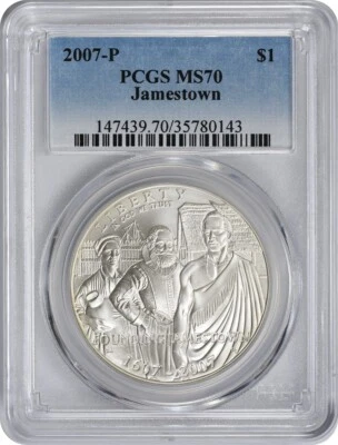 2007-P Jamestown Silver Commemorative Dollar MS70 PCGS - Image 1 of 2