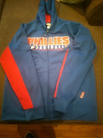 Philadelphia Phillies Majestic Thermabase Full Zip Hoodie Men's L EXCELLENT Cover