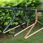 Outdoor Portable Detachable Leather Wooden Stick Drying Rack Travel Hanger~