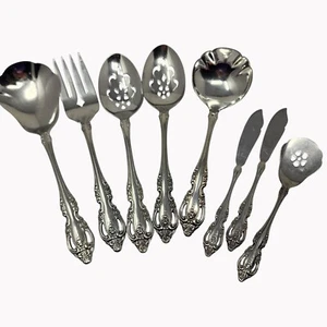 Oneida Brahms 8 Piece Stainless Steel Serving Set Spoons Fork Butter Knives - Picture 1 of 10