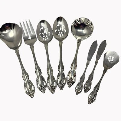 Oneida Brahms 8 Piece Stainless Steel Serving Set Spoons Fork Butter Knives - Image 1 of 4