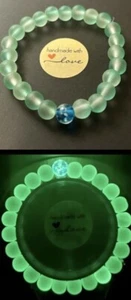 Pulsera Joyería Luminosa Brilla en la Oscuridad 8mm Cuentas de Vidrio Hecha a Mano-Elástica🌟 - Imagen 1 de 3