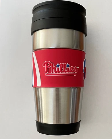 MLB Philadelphia Phillies Stainless Steel Travel Coffee Mug Cup Tumbler 16 oz Cover