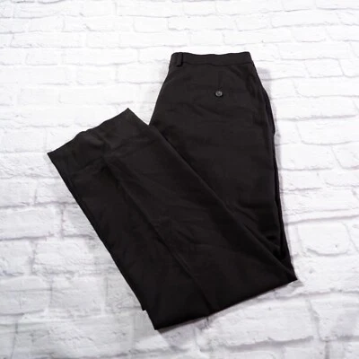 Haggar Classic Fit Eclo Stria Black Flat Front Polyester Mens Dress Pants 36x30 - Image 1 of 4