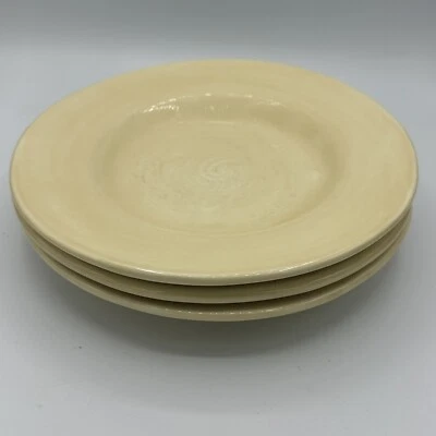 POTTERY BARN Sausalito 10" AMBER Yellow Gold DINNER PLATE Lot Of 3 - Image 1 of 4