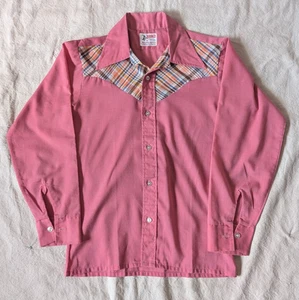 Bronco Vintage 60er 70er Jahre Damen verwaschen rosa klassisch Western Rodeo Hemd Größe 16 - Bild 1 von 7