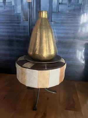 Antique Moroccan Leather Pouffe Footstool Stool Display Stand  - Image 1 of 4