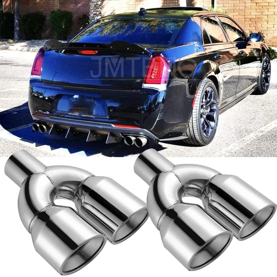 Puntas de escape de 2,5" a 3,5" de doble pared inclinada corte para Chrysler 300 300M SRT8 Foto 1 de 4