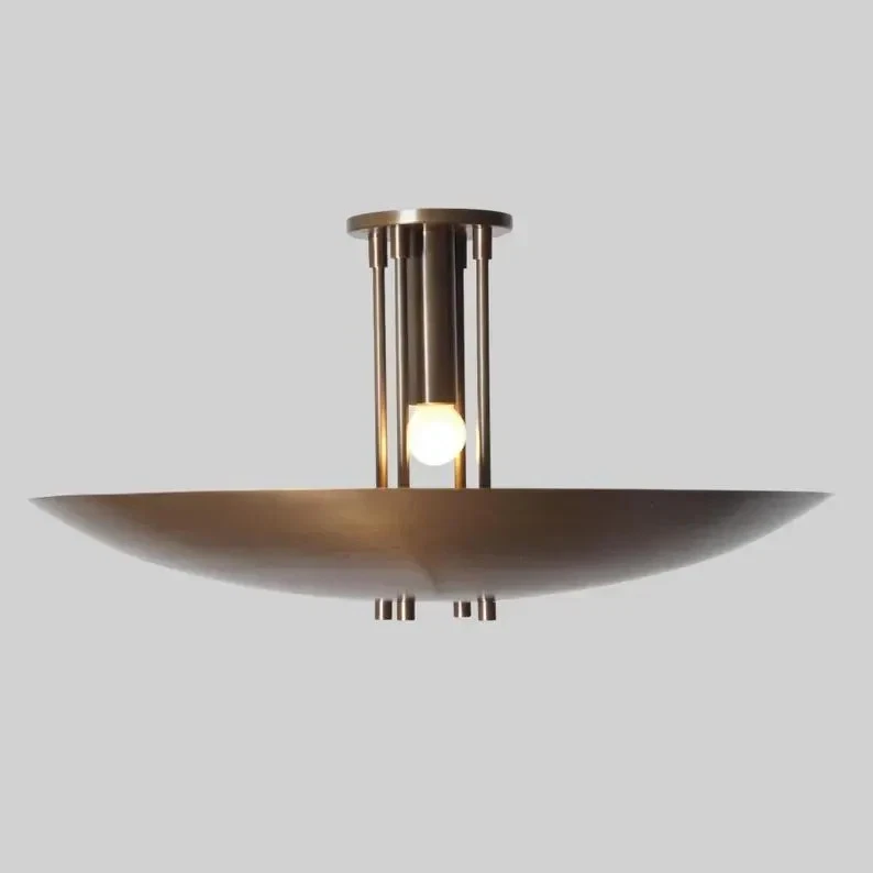 Rey Light Inspired Mid Century Modern Dome Shape Brass Chandelier, Single Light - Image 1 of 4
