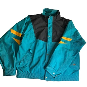 Vintage Tourney Gore-Tex Waterproof Windbreaker Jacket Teal Black XL 80s 90s - Picture 1 of 18