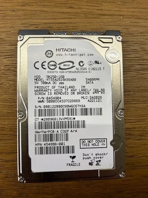 Hitachi 5K250-160 160GB SATA 2.5" Internal Hard Drive – HTS542516K9SA00 - Image 1 of 2