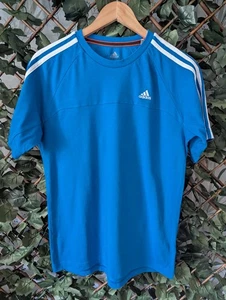 Adidas Essentials Blue T-Shirt Small | 3-Stripes Sportswear Gym Tee Men's - Picture 1 of 9