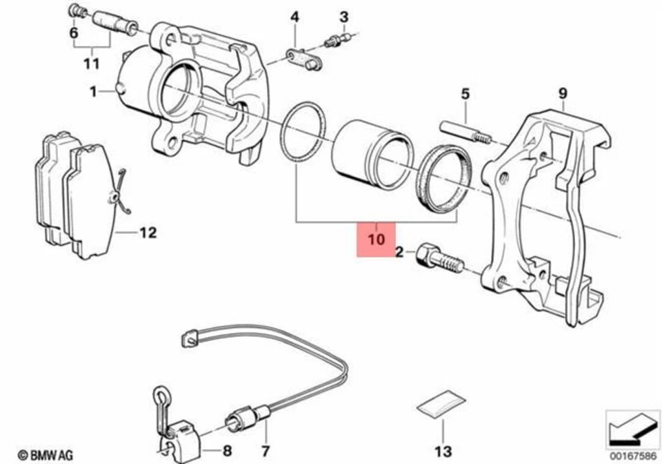 Pinça de freio genuína BMW Z1 E30 316 316i 318i 318is conjunto de reparo 34111157043 - Imagem 1 de 1